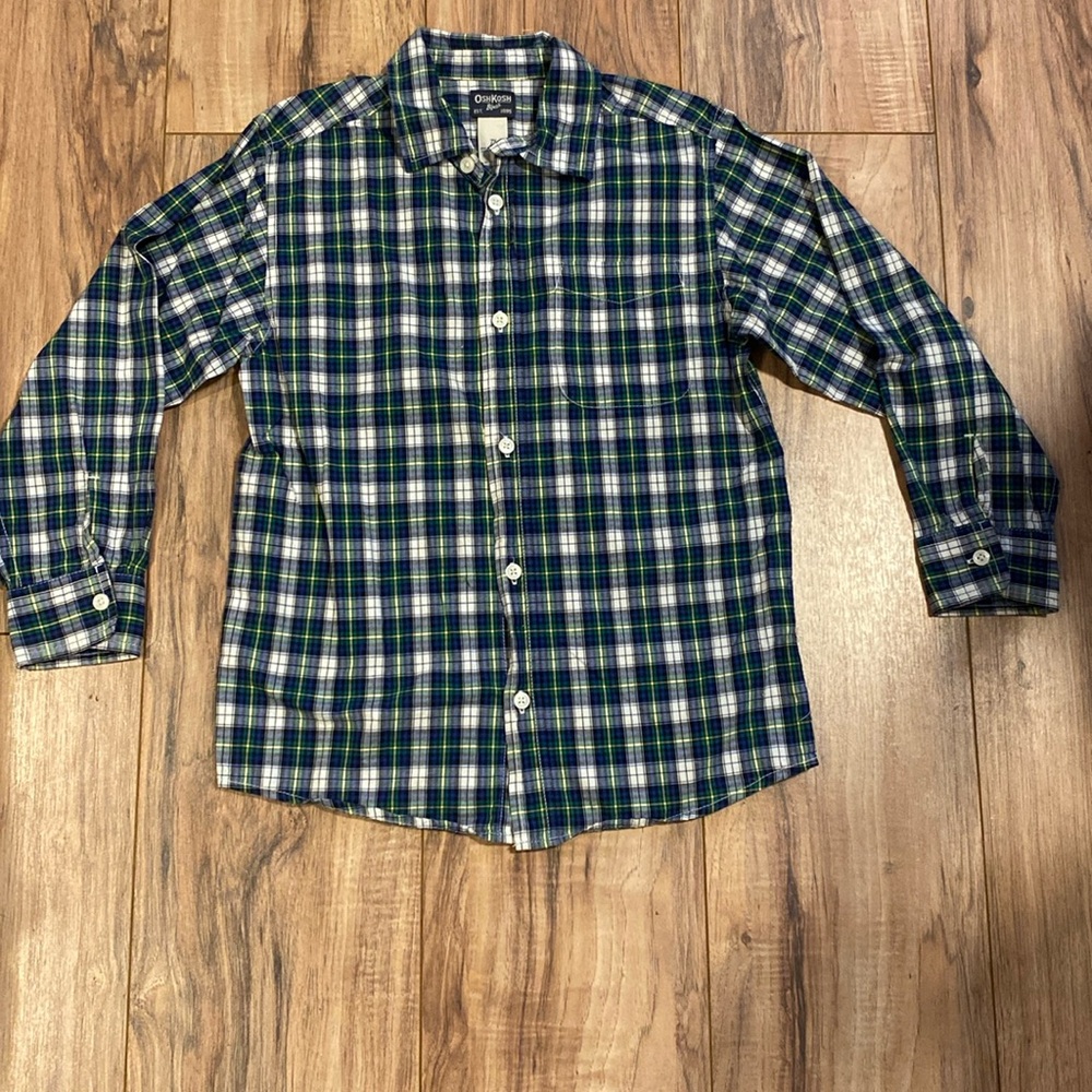 Blue, Yellow and Green plaid Button Down